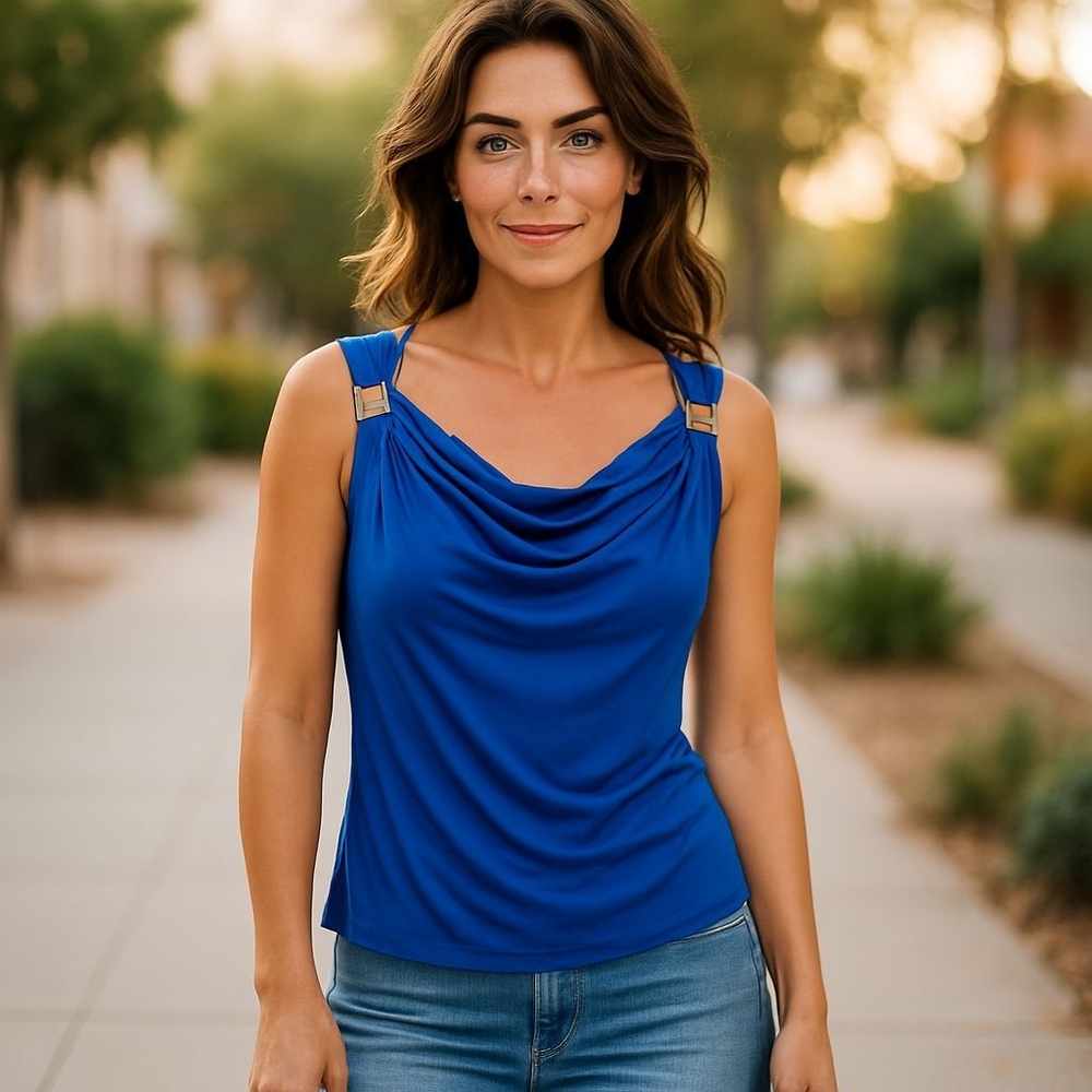 Kenneth Cole New York Royal Blue Tank Top SZ L - Picture 2 of 4